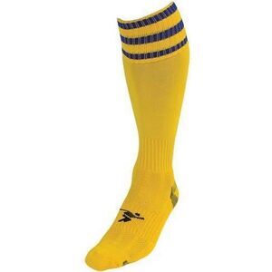 Precision Unisex Adult 3 Stripe Pro Soccer Socks / Yellow/Royal Blue
